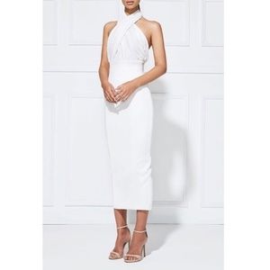 MISHA COLLECTION White Halter Midi Dress